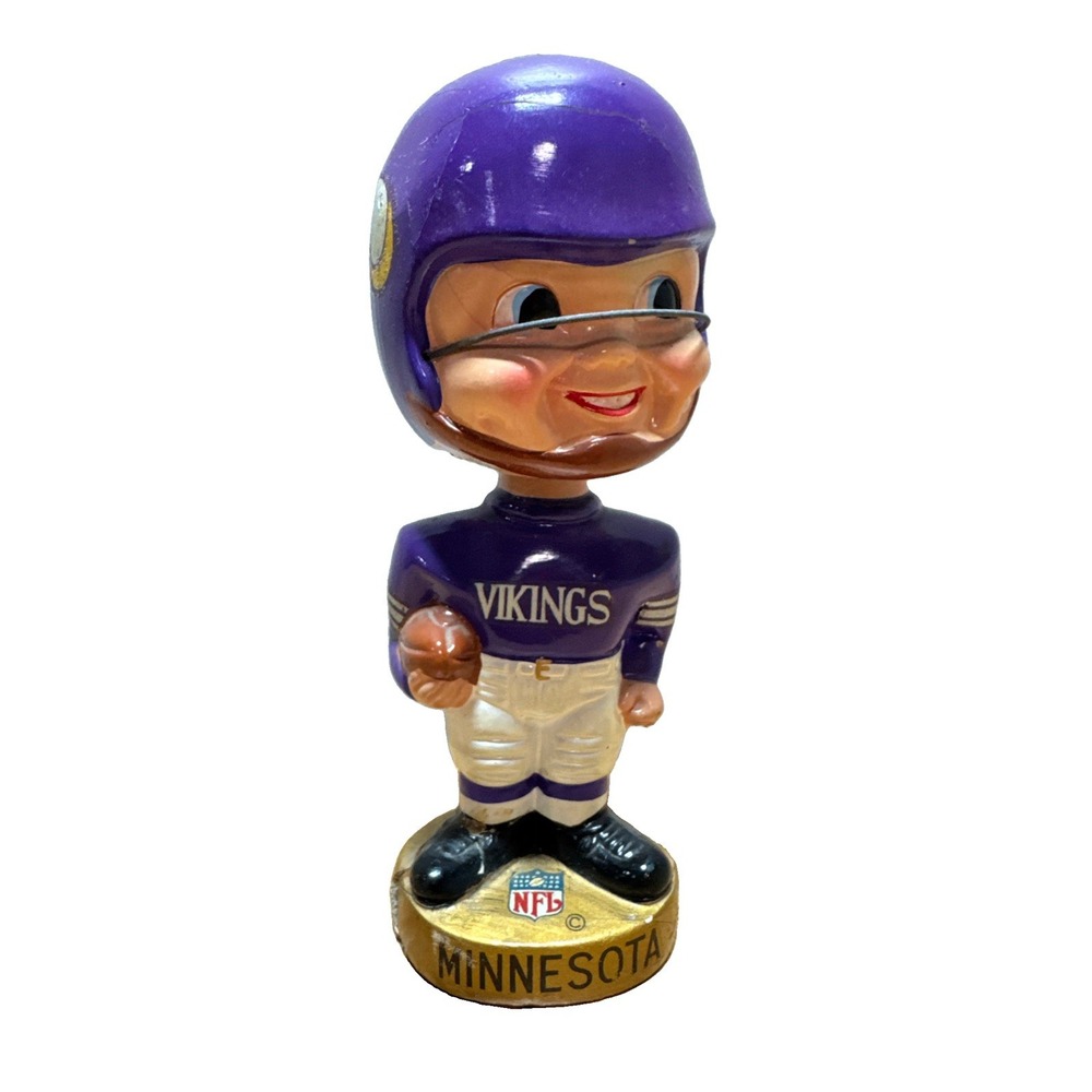 Vintage 1960's Minnesota Vikings Bobblehead Nodder Gold Base NFL Logo READ